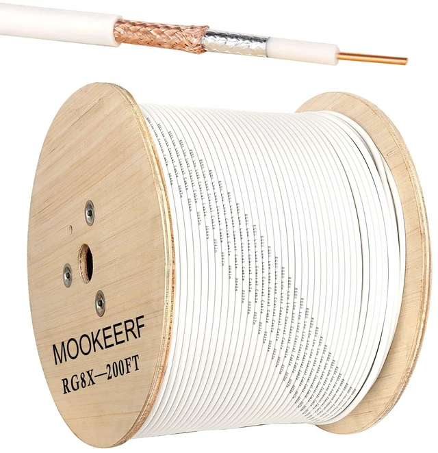 Main image of RG8X Coaxial Cable 200ft,Low Loss 50 ohm RG 8X Cable 200 Feet,White