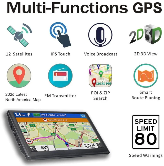 Alt view image 5 of 7 - N700 GPS Navigator for Car Truck RV,Truck GPS Commercial Drivers 2026 7 Easy to Read Touchscreen Trucker GPS with Free Maps Updates,Custom Routing,Driver Alerts