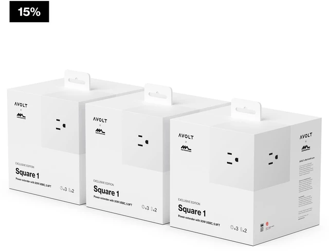 Alt view image 2 of 7 - Square 1 Opal White Power Strip Cube, 5.9ft, 3 Outlets, 2 USB-C Opal White magnetic power cube, fast USB-C 30W charging; a Martinelli Luce lighting collaboration