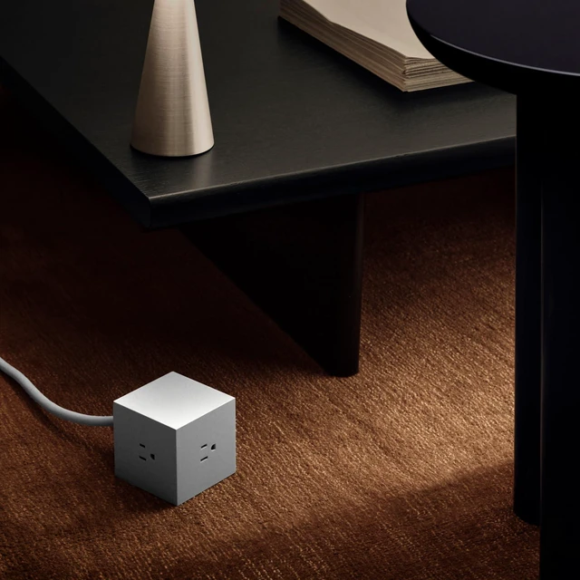 Alt view image 7 of 7 - Square 1 Opal White Power Strip Cube, 5.9ft, 3 Outlets, 2 USB-C Opal White magnetic power cube, fast USB-C 30W charging; a Martinelli Luce lighting collaboration
