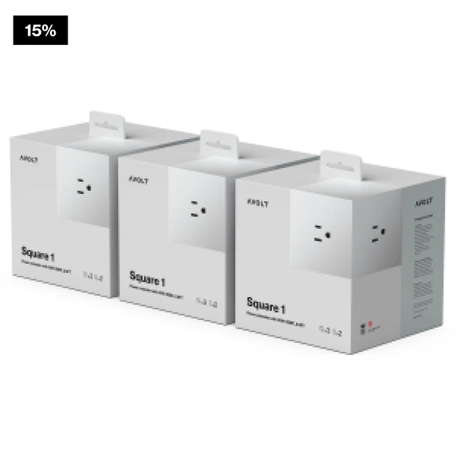 Alt view image 2 of 7 - Square 1 Gotland Gray Power Strip Cube, 5.9ft, 3 Outlets, 2 USB-C Gotland Gray magnetic power cube, fast USB-C 30W charging; ideal for studios and Scandinavian desks