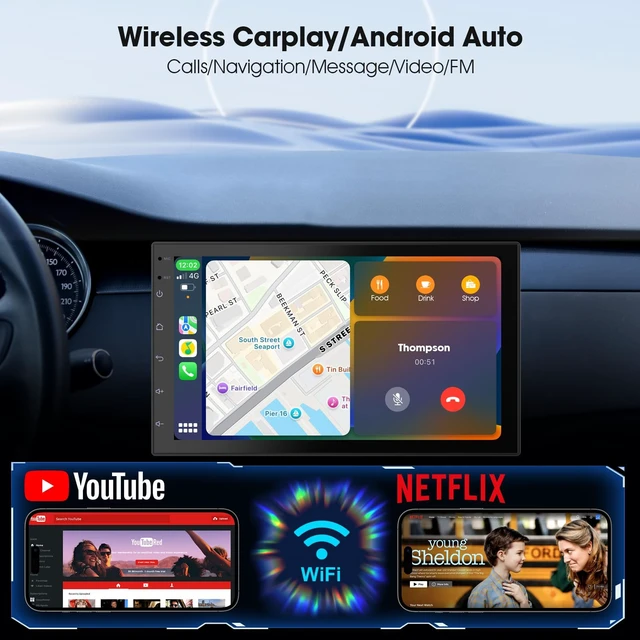Alt view image 4 of 7 - 2 Din Car Radio with Wireless CarPlay & Android Auto, 7 Inch Touchscreen Car Stereo with Mirror Link,Android 13,Voice Control, FM/RDS, 25 Sets UI Fit All Cars,with Rear View Camera (2+32G)