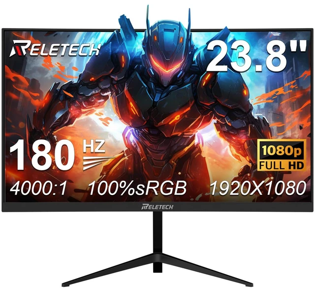 Main image of 23.8-Inch Curved Gaming Monitor 180Hz 1ms FHD 1080P, 3000R VA Panel with 100% sRGB, FreeSync, 4000:1 Contrast, Frameless Design, Eye Care, HDMI/DP, VESA Mount for PC Game Office (G25F180)