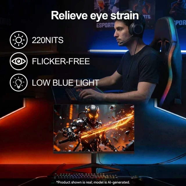 Alt view image 4 of 7 - 23.8-Inch Curved Gaming Monitor 180Hz 1ms FHD 1080P, 3000R VA Panel with 100% sRGB, FreeSync, 4000:1 Contrast, Frameless Design, Eye Care, HDMI/DP, VESA Mount for PC Game Office (G25F180)