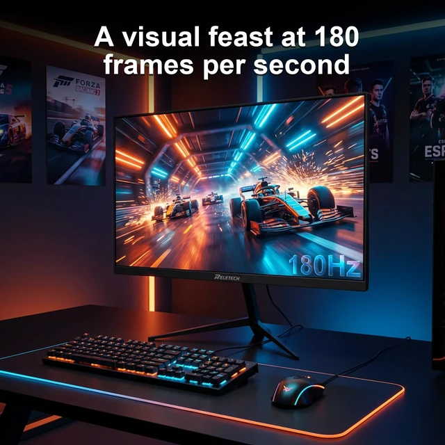 Alt view image 2 of 7 - 23.8-Inch Curved Gaming Monitor 180Hz 1ms FHD 1080P, 3000R VA Panel with 100% sRGB, FreeSync, 4000:1 Contrast, Frameless Design, Eye Care, HDMI/DP, VESA Mount for PC Game Office (G25F180)