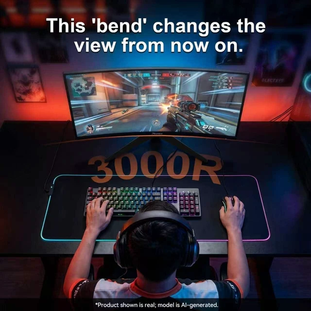 Alt view image 5 of 7 - 23.8-Inch Curved Gaming Monitor 180Hz 1ms FHD 1080P, 3000R VA Panel with 100% sRGB, FreeSync, 4000:1 Contrast, Frameless Design, Eye Care, HDMI/DP, VESA Mount for PC Game Office (G25F180)