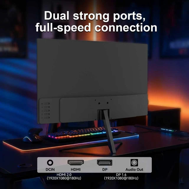 Alt view image 6 of 7 - 23.8-Inch Curved Gaming Monitor 180Hz 1ms FHD 1080P, 3000R VA Panel with 100% sRGB, FreeSync, 4000:1 Contrast, Frameless Design, Eye Care, HDMI/DP, VESA Mount for PC Game Office (G25F180)