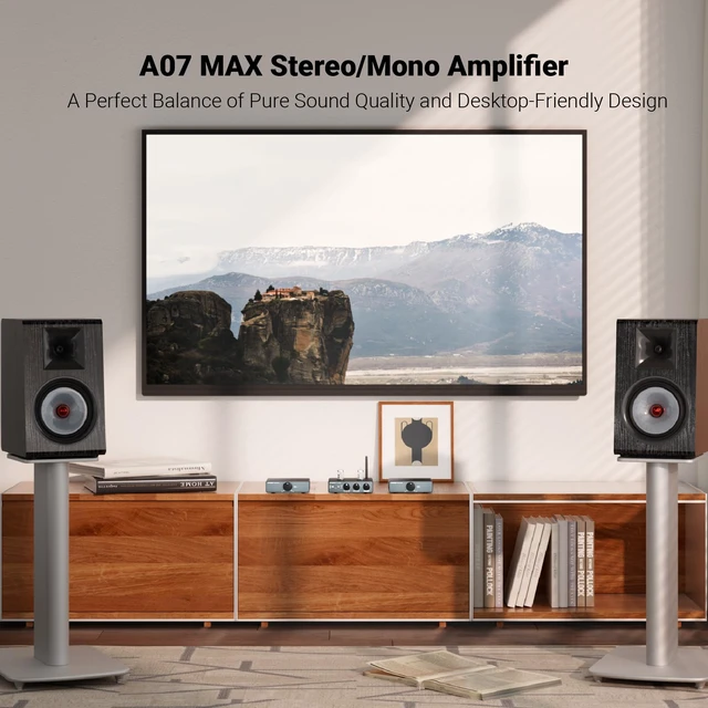 Alt view image 3 of 7 - A07 MAX TPA3255 HiFi Power Amplifier 600W,Mono/Stereo Amp & Aux Out Swappable Op-Amp 300W*2 Class D HiFi Amp for 2.0/2.1 Channel Home Audio Bookshelf Speaker,T1 PRO Preamp,D07 Desktop DAC