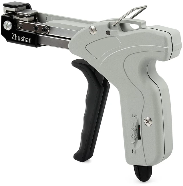 Main image of Stainless Steel Cable Tie Gun, Auto Tighten & Cut Tool for 4.67.9mm Metal Ties, 4-Level Tension, Heavy-Duty & Easy to Use