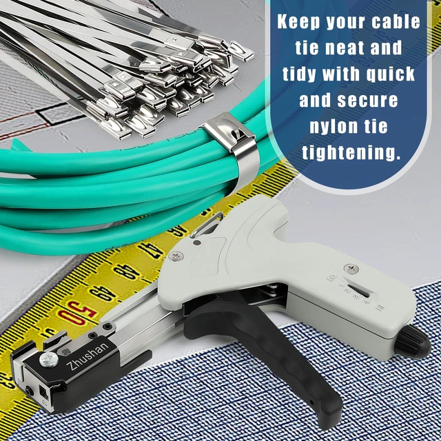 Alt view image 5 of 7 - Stainless Steel Cable Tie Gun, Auto Tighten & Cut Tool for 4.67.9mm Metal Ties, 4-Level Tension, Heavy-Duty & Easy to Use