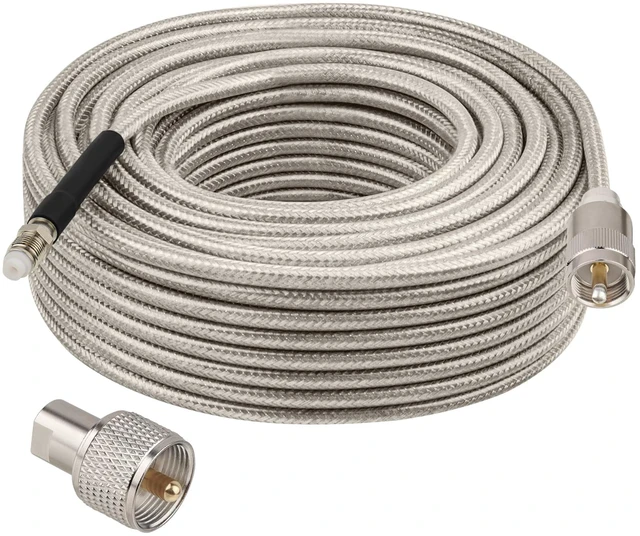 Main image of CB Coax Cable 100FT, RG8X FME Female to UHF PL-259 Male with FME Male to PL-259 Adapter, Low Loss RF Coaxial Cable for Antenna, CB Radio, Ham Radio, Marine, Mobile, and GPS Systems