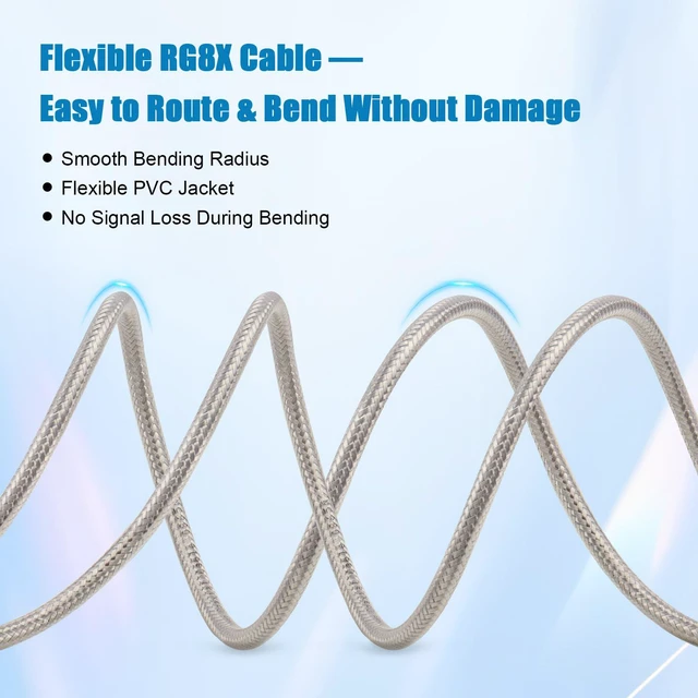 Alt view image 4 of 6 - CB Coax Cable 100FT, RG8X FME Female to UHF PL-259 Male with FME Male to PL-259 Adapter, Low Loss RF Coaxial Cable for Antenna, CB Radio, Ham Radio, Marine, Mobile, and GPS Systems