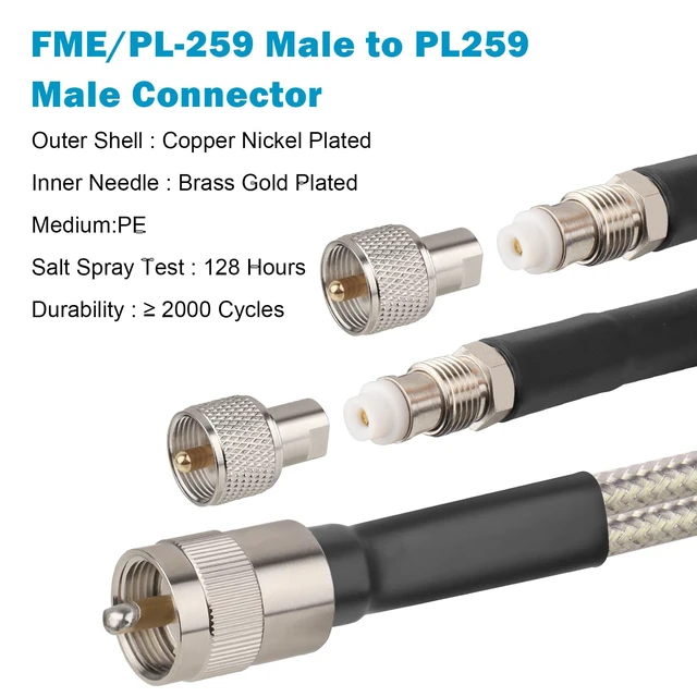 Alt view image 2 of 7 - Dual CB Antenna Coax Cable 35FT,Low Loss RG8X Stranded Core CB Coax Cable with PL-259 and FME/PL259 Male Connector - 35 Foot