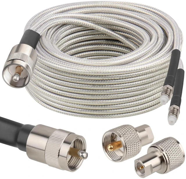 Main image of Dual CB Antenna Coax Cable 35FT,Low Loss RG8X Stranded Core CB Coax Cable with PL-259 and FME/PL259 Male Connector - 35 Foot