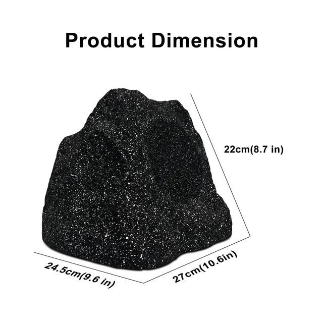 Alt view image 6 of 7 - Outdoor Rock Bluetooth Speakers Wired IPX7 Waterproof 200 Watt Resin Material All Weather for Deck Pool Backyard Patio Garden BBQ (1 Pair Black)
