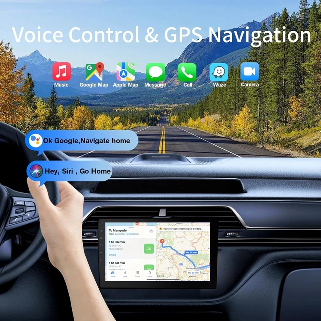 Alt view image 3 of 7 - Double Din Android 13 Car Stereo Receiver - 10.1" Universal HD Touchscreen w/64GB, Built-in GPS & Backup Camera, Bluetooth 4.1, Supports CarPlay/MirrorLink (1990-2023 Vehicles)