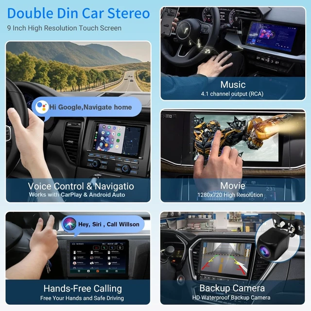 Alt view image 7 of 7 - Double Din Android 13 Car Stereo Receiver - 10.1" Universal HD Touchscreen w/64GB, Built-in GPS & Backup Camera, Bluetooth 4.1, Supports CarPlay/MirrorLink (1990-2023 Vehicles)