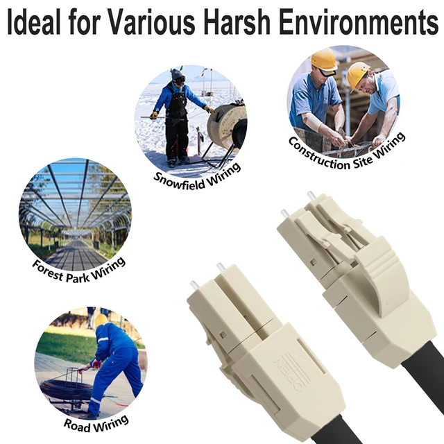 Alt view image 6 of 7 - Outdoor OM3 Multimode LC to LC Fiber Patch Cable 50M/164ft Armored, OD-5mm, Duplex, 50/125m MMF, For 10G/40G, Industrial TPU Uniboot with Pulling Eye on One End, Direct Burial