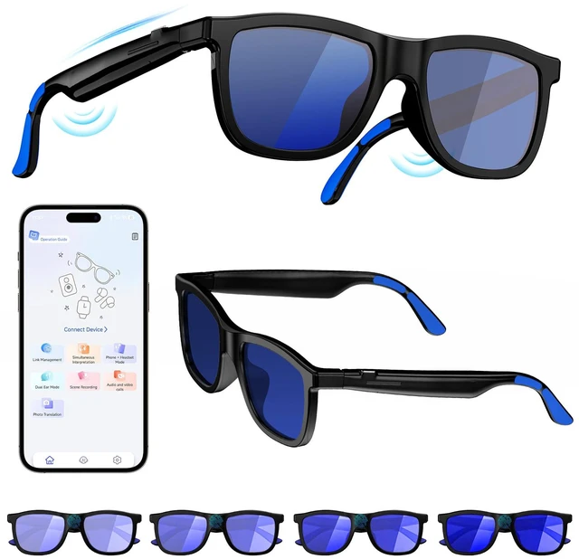 Main image of AI Smart Glasses with Electrochromic Lenses, Open Ear Music& Calls Adjustable Tint Sunglasses, Driving,Travel and Daily Use, Bluetooth 5.4, AI Translation, Premium Tech Gadget Gift for Men