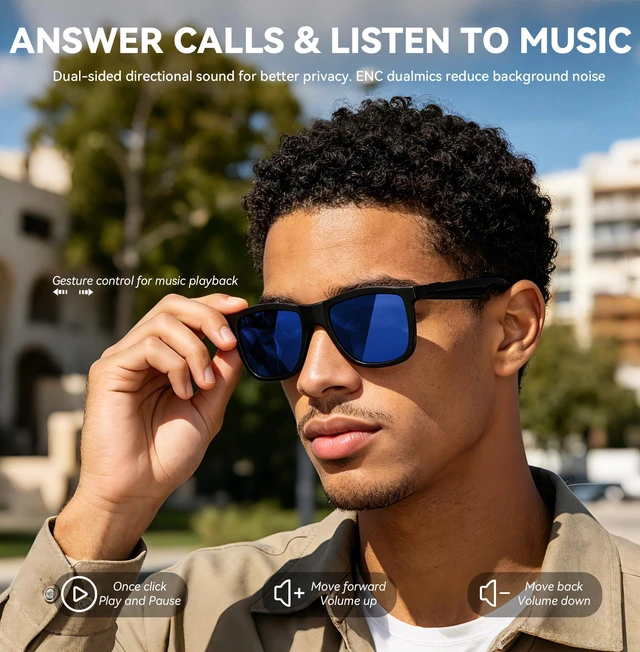 Alt view image 3 of 7 - AI Smart Glasses with Electrochromic Lenses, Open Ear Music& Calls Adjustable Tint Sunglasses, Driving,Travel and Daily Use, Bluetooth 5.4, AI Translation, Premium Tech Gadget Gift for Men