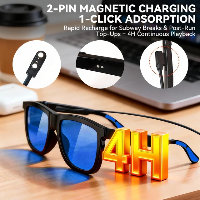 Alt view image 6 of 7 - AI Smart Glasses with Electrochromic Lenses, Open Ear Music& Calls Adjustable Tint Sunglasses, Driving,Travel and Daily Use, Bluetooth 5.4, AI Translation, Premium Tech Gadget Gift for Men