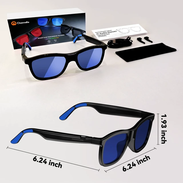 Alt view image 7 of 7 - AI Smart Glasses with Electrochromic Lenses, Open Ear Music& Calls Adjustable Tint Sunglasses, Driving,Travel and Daily Use, Bluetooth 5.4, AI Translation, Premium Tech Gadget Gift for Men