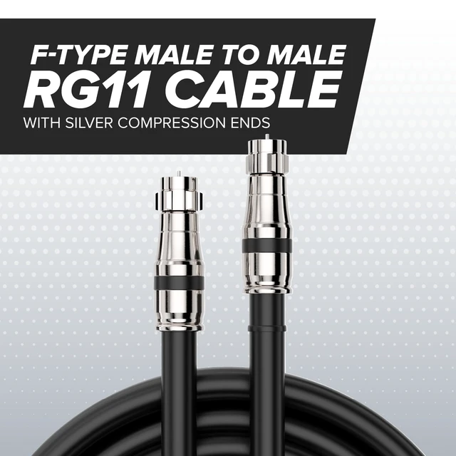 Alt view image 2 of 7 - RG11 Coaxial Cable 150 FT - Indoor/Outdoor Dual-Shielded Coax Cable for TV Antenna, Satellite Extension, Internet, CATV - Weather-Sealed RG11 Wire 150 Feet (45 Meters), Black