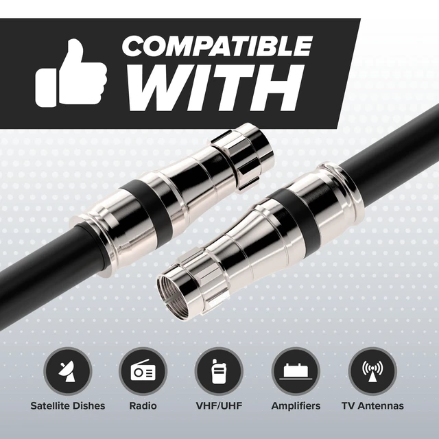 Alt view image 3 of 7 - RG11 Coaxial Cable 150 FT - Indoor/Outdoor Dual-Shielded Coax Cable for TV Antenna, Satellite Extension, Internet, CATV - Weather-Sealed RG11 Wire 150 Feet (45 Meters), Black
