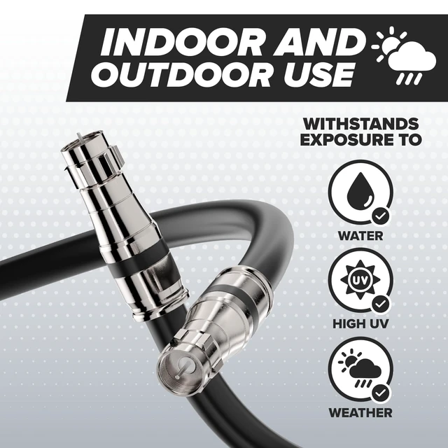 Alt view image 4 of 7 - RG11 Coaxial Cable 150 FT - Indoor/Outdoor Dual-Shielded Coax Cable for TV Antenna, Satellite Extension, Internet, CATV - Weather-Sealed RG11 Wire 150 Feet (45 Meters), Black
