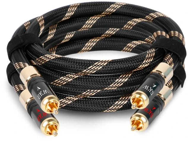 Main image of Audiophile Series 9.8ft/3m Locking 2RCA Cable, Secure-Fit Connection Heavy-duty 10mm noise-damping jacket, 24K gold-plated locking plugs, low-loss signal path, high-end turntables and preamps