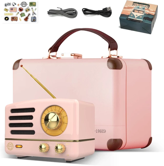Main image of OTR Metal Vintage Bluetooth Speaker, Small Retro Radio with FM/AUX High Fidelity Stereo Sound, 10h+ Long Playtime, Compact Wireless Speaker with Premium Gift Box for Home Office Decor & Gifts