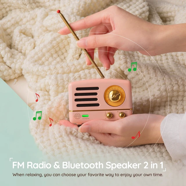 Alt view image 5 of 7 - OTR Metal Vintage Bluetooth Speaker, Small Retro Radio with FM/AUX High Fidelity Stereo Sound, 10h+ Long Playtime, Compact Wireless Speaker with Premium Gift Box for Home Office Decor & Gifts