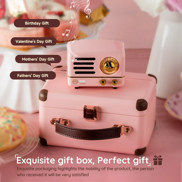 Alt view image 6 of 7 - OTR Metal Vintage Bluetooth Speaker, Small Retro Radio with FM/AUX High Fidelity Stereo Sound, 10h+ Long Playtime, Compact Wireless Speaker with Premium Gift Box for Home Office Decor & Gifts