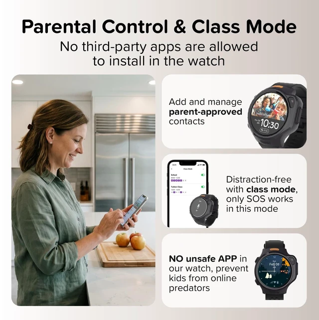 Alt view image 5 of 7 - R2 Kids Smart Watch, 4G GPS Tracker with Video Calling, SOS Safety & Parent App Control, AMOLED Display, Heart Rate Monitor, 5MP Camera, Birthday Gift for Boys Girls Ages 512