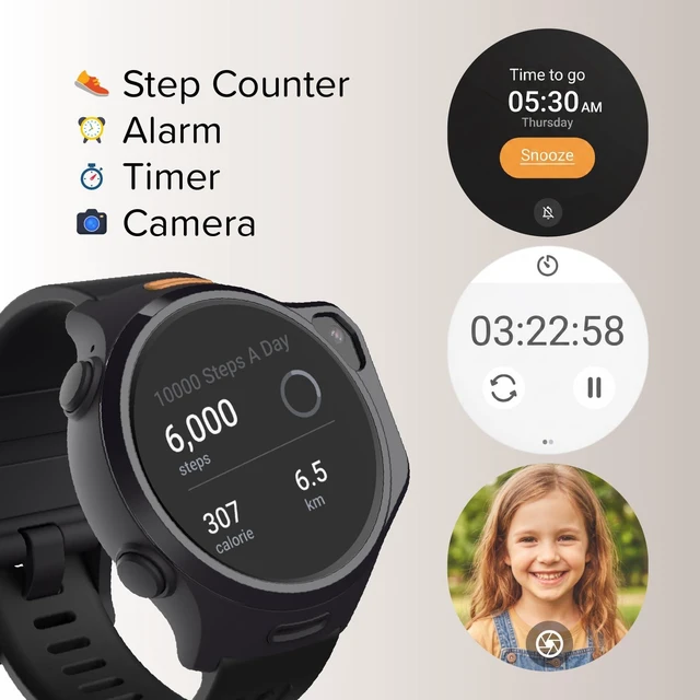 Alt view image 7 of 7 - R2 Kids Smart Watch, 4G GPS Tracker with Video Calling, SOS Safety & Parent App Control, AMOLED Display, Heart Rate Monitor, 5MP Camera, Birthday Gift for Boys Girls Ages 512