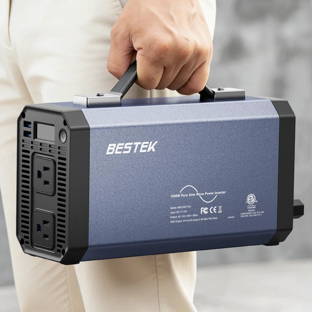 Main image of Pure Sine Wave Power Inverter - 1000W Car Inverter DC 12V to 110V AC - Car Charger Adapter Outlet with 4.8A Dual USB Charging Ports - Digital LCD Display - Aluminum Housing - Rubber Handle