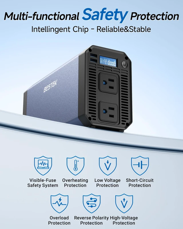 Alt view image 2 of 7 - Pure Sine Wave Power Inverter - 1000W Car Inverter DC 12V to 110V AC - Car Charger Adapter Outlet with 4.8A Dual USB Charging Ports - Digital LCD Display - Aluminum Housing - Rubber Handle