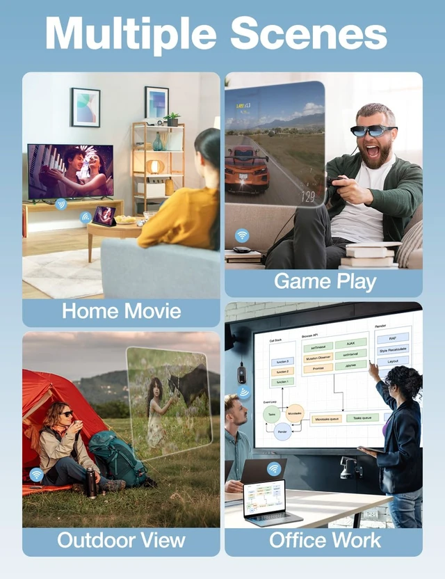 Alt view image 4 of 7 - Wireless Display Adapter for AR Glasses, HDMI+USB-C 5000mAh, 5G 60Hz, AirPlay/Miracast/DLNA for iOS/Android/Windows. Works with XREAL/Viture/RayNeo/Rokid, TV/monitor/projector