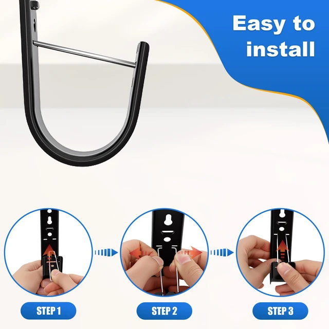 Alt view image 5 of 7 - 100 Pack Black 2" Galvanized Steel Cable J Hooks with Retainer Clips 16-Gauge Wall/Ceiling Cable Hangers for CAT5e, CAT6, Coax, Fiber Optic and Conduit, 50 lb Load Capacity
