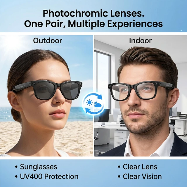 Alt view image 5 of 7 - AI Smart Glasses with Camera POV Vlogging Capture & Photochromic Hands-free POV vlogging capture, real-time AI translation & open-ear audio