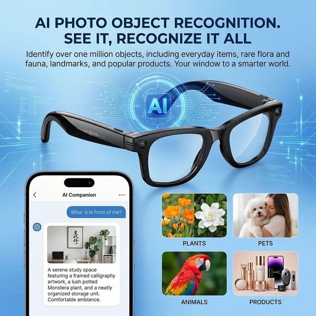 Alt view image 6 of 7 - AI Smart Glasses with Camera POV Vlogging Capture & Photochromic Hands-free POV vlogging capture, real-time AI translation & open-ear audio