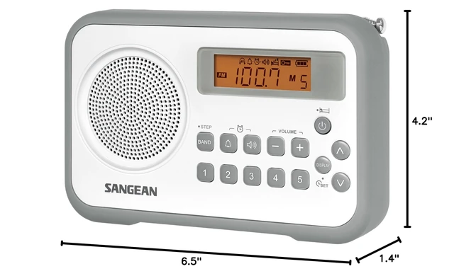 Alt view image 4 of 4 - PR-D18GR AM/FM/Portable Digital Radio with Protective Bumper (White/Gray)