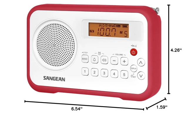 Alt view image 5 of 5 - PR-D18RD AM/FM/Portable Digital Radio with Protective Bumper (White/Red)