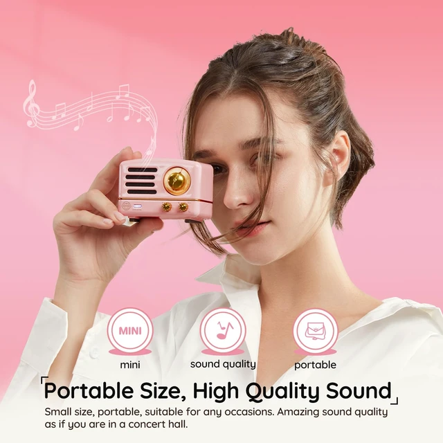 Alt view image 2 of 7 - OTR Metal Vintage Bluetooth Speaker, Small Retro Radio with FM/AUX High Fidelity Stereo Sound, 10h+ Long Playtime, Compact Wireless Speaker with Premium Gift Box for Home Office Decor & Gifts
