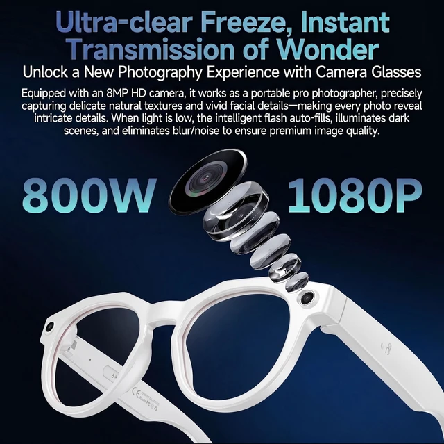 Alt view image 2 of 7 - POV Vlog Camera Glasses with Open-Ear & Photochromic Seamless POV capture, real-time voice translation & all-day comfort fit