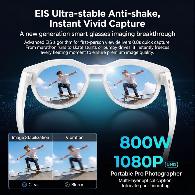 Alt view image 5 of 7 - POV Vlog Camera Glasses with Open-Ear & Photochromic Seamless POV capture, real-time voice translation & all-day comfort fit