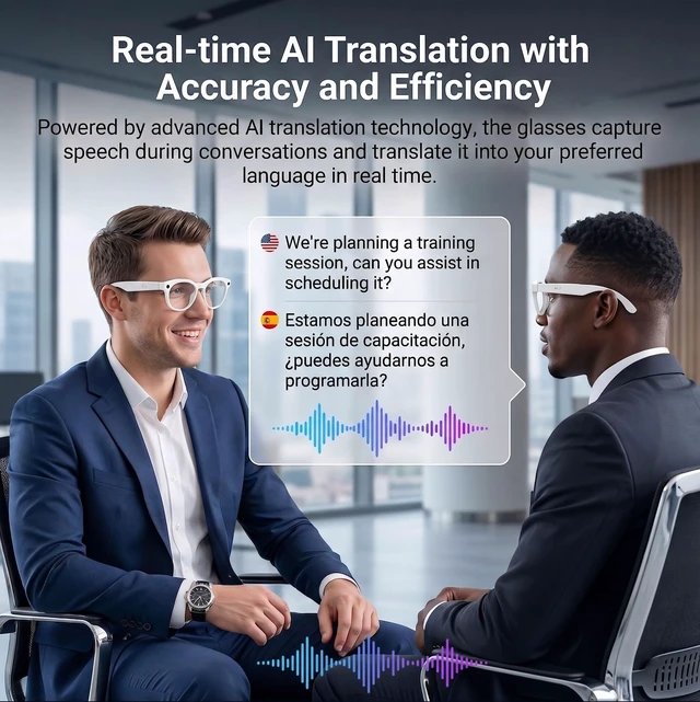 Alt view image 6 of 7 - POV Vlog Camera Glasses with Open-Ear & Photochromic Seamless POV capture, real-time voice translation & all-day comfort fit