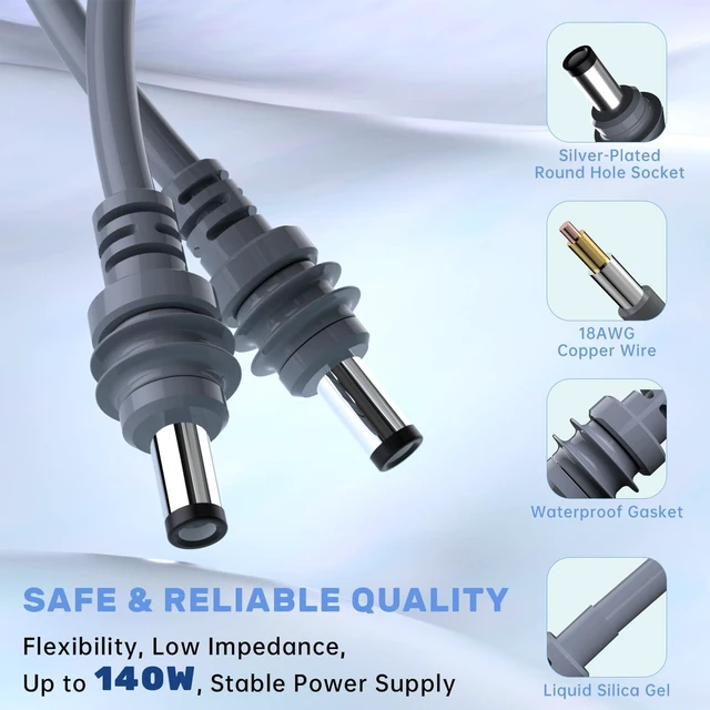 Alt view image 2 of 7 - Starlink Mini DC Power Cable, 5M/16.4FT Replacement Starlink Mini Cable Custom DC cable for Starlink Mini uses premium 18AWG copper & liquid silicone, waterproof, stable power without signal loss