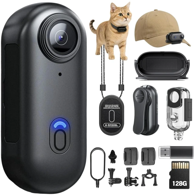 Main image of 128G 4K Body Camera, Thumb Size Cam,Wearable Camera with 360°Rotatable Clip & Magnetic Clip,120 Minutes for Recording,Take for Lecture, Traveling,Pet Walking,Outdoors Activities (4K-P-128G)