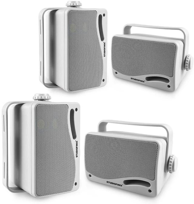 Main image of 3.5" Outdoor Bluetooth Speakers Wired Waterproof, 400W 3 Way Upgrade Premium Wall Mount Speakers, Durable Mountable Loud Sound System for Patio Indoor Deck Garage (White 2 Pairs)